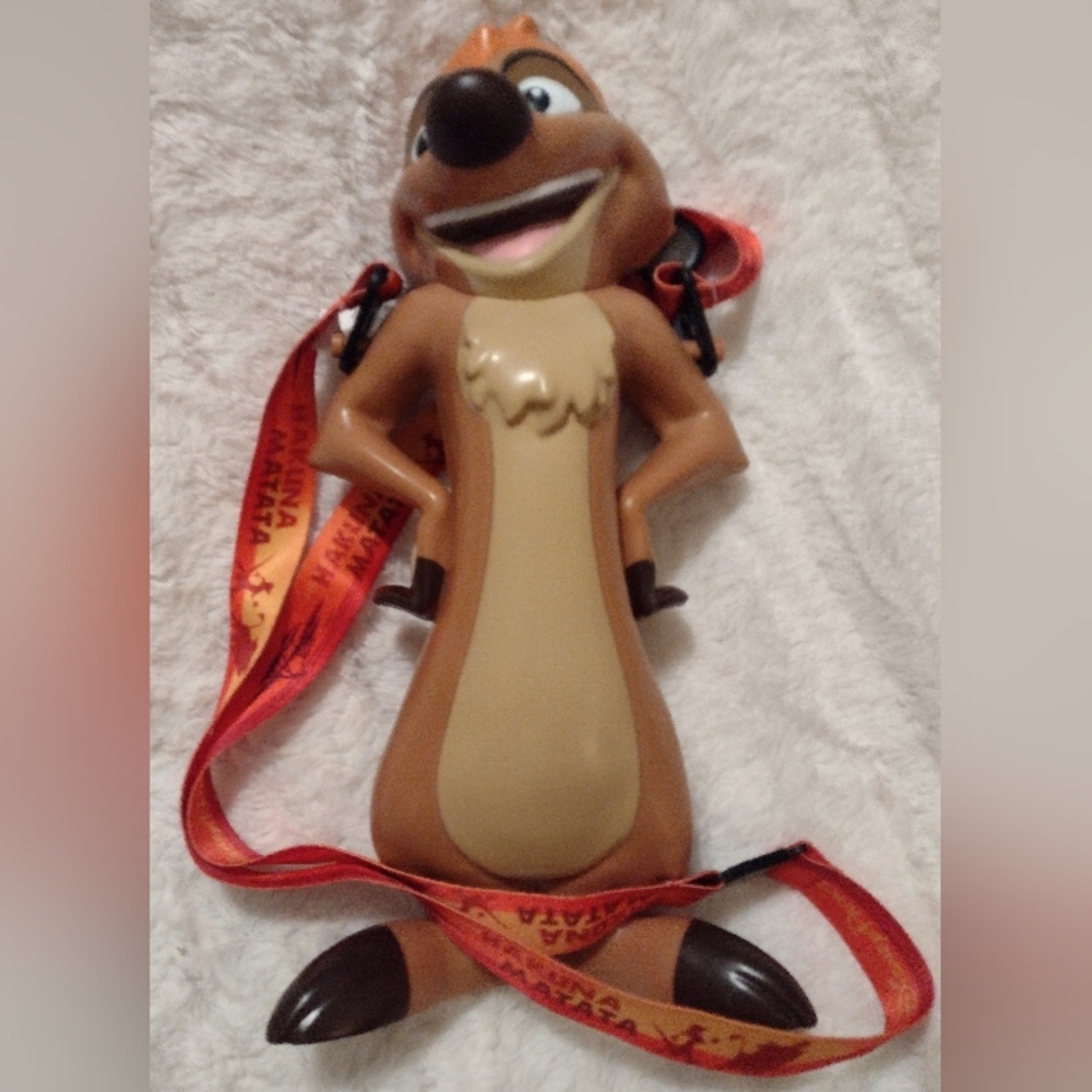 Timon Sipper Cup Disney Parks Lion King Water Bottle w/ Carrying Strap 12"